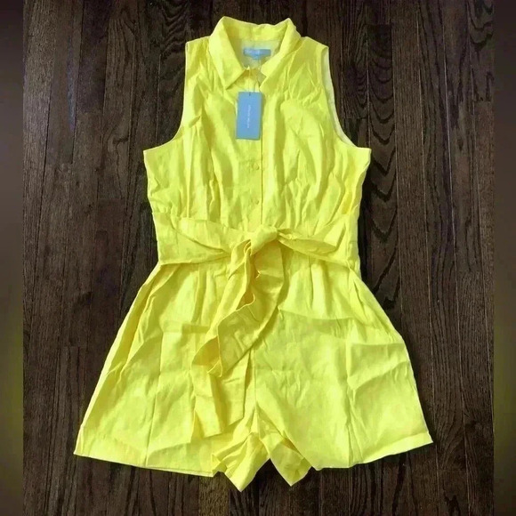 ANTONIO MELANI Pants - Antonio Melani Women’s 16 Hayden Linen Daylily Sleeveless Romper - NWT!!!